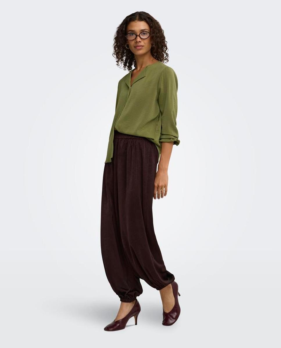 Blusa de mujer de manga larga con cuello abierto - jdy - Verde pardo Verde pardo-7