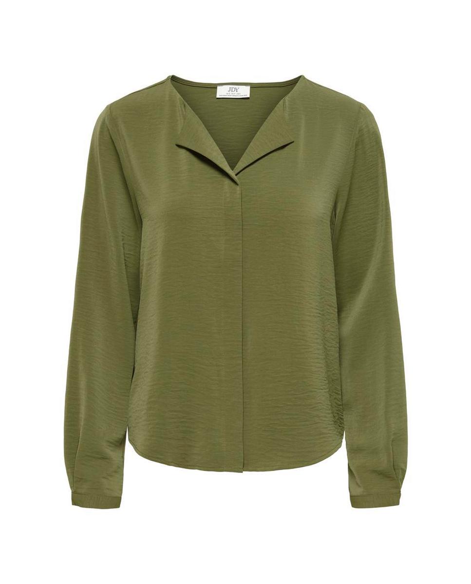 Blusa de mujer de manga larga con cuello abierto - jdy - Verde pardo Verde pardo-5