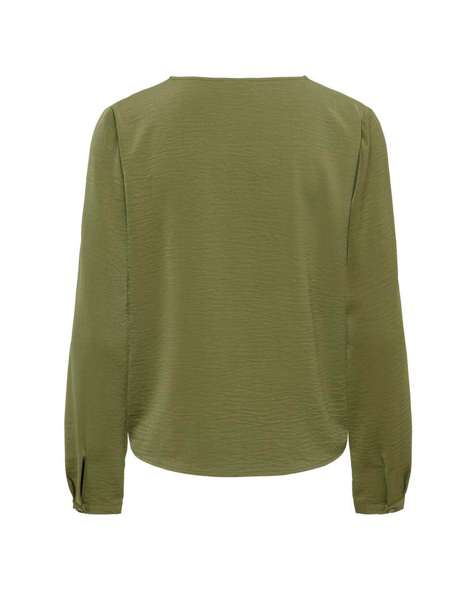 Blusa de mujer de manga larga con cuello abierto - jdy - Verde pardo Verde pardo-6