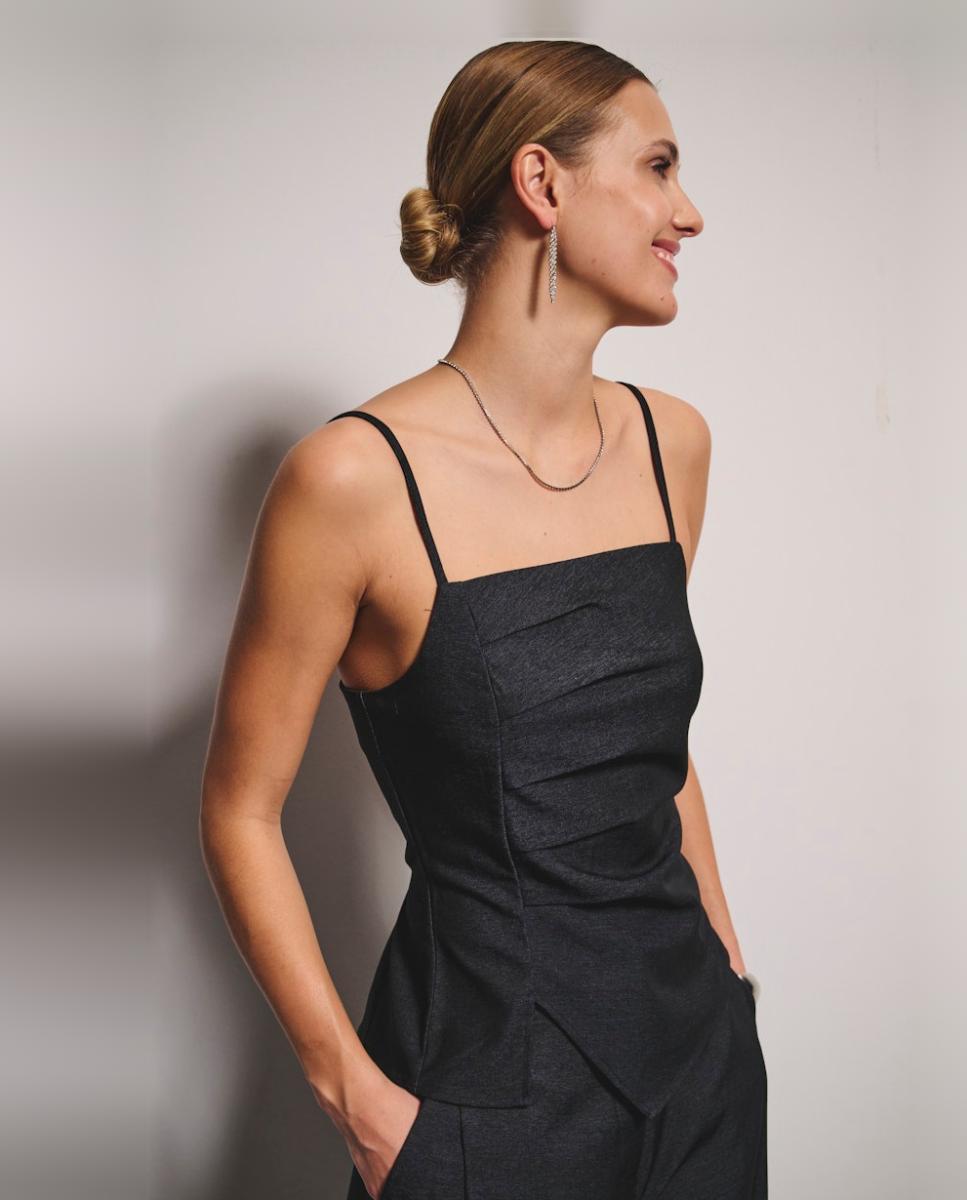 Imagen 0 de Top de mujer efecto denim de tirantes Azul marino