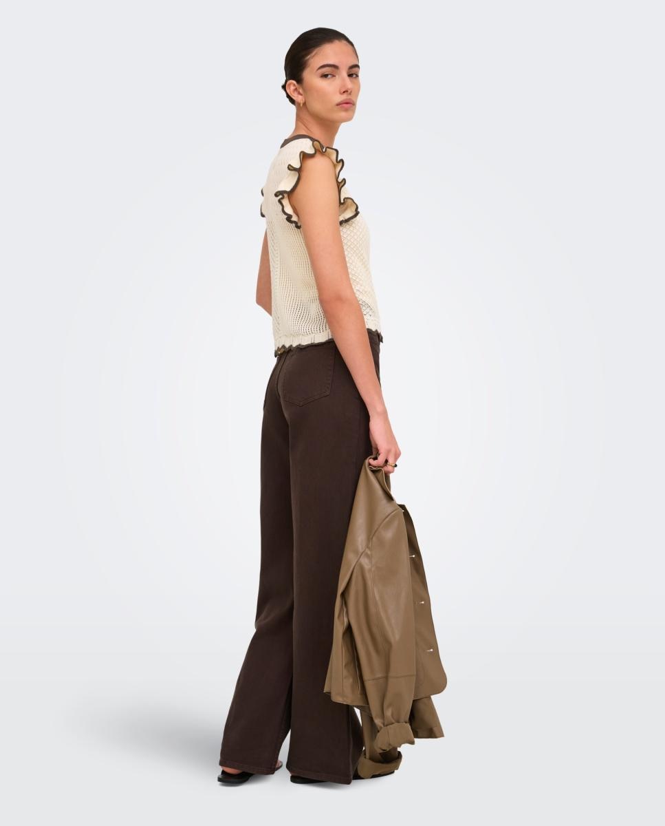 Top de mujer de punto volante - jdy - Beige Beige-2