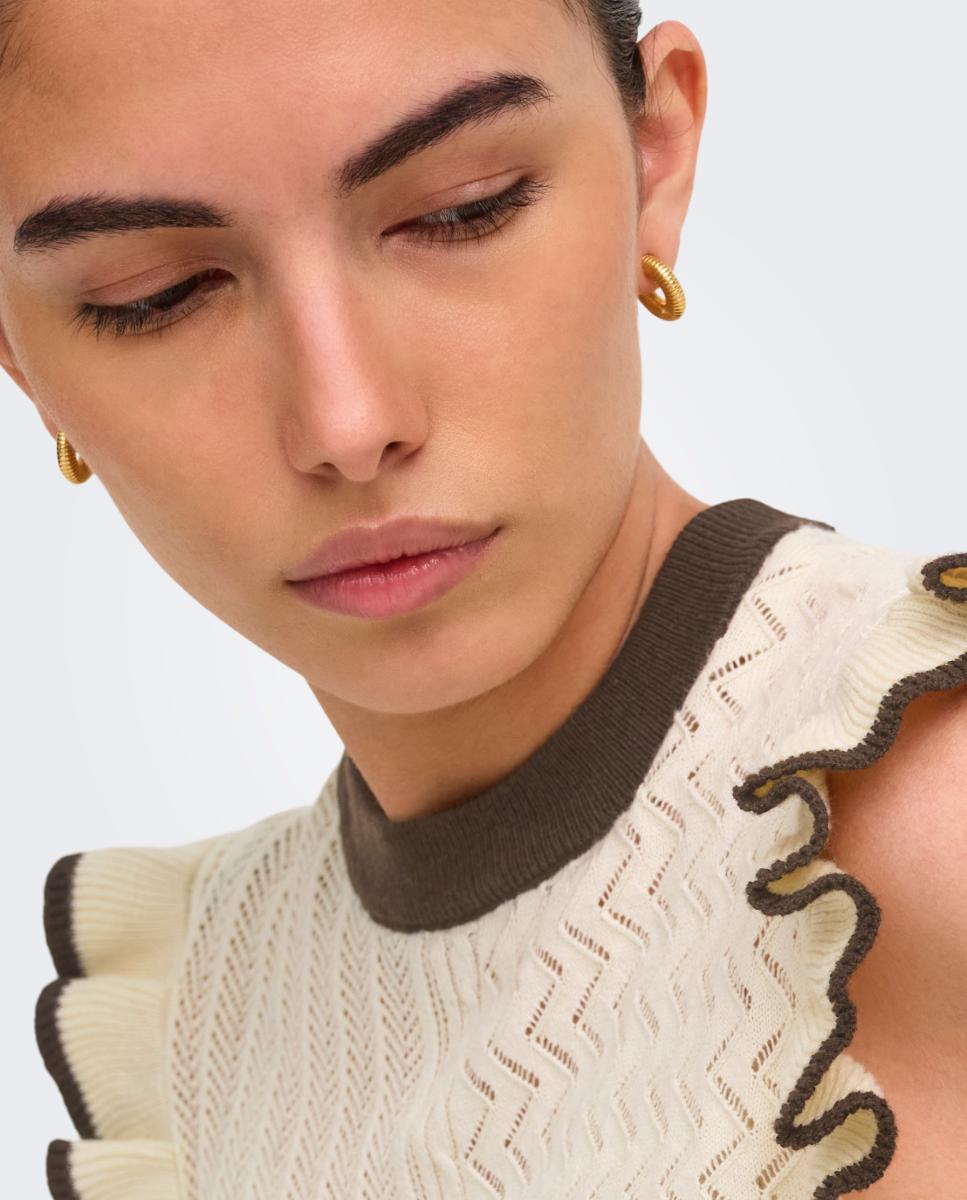 Top de mujer de punto volante - jdy - Beige Beige-5