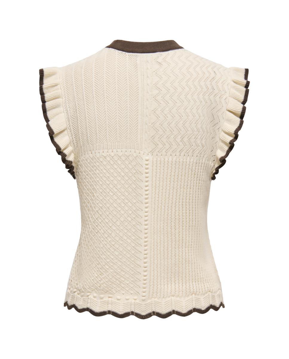 Top de mujer de punto volante - jdy - Beige Beige-7