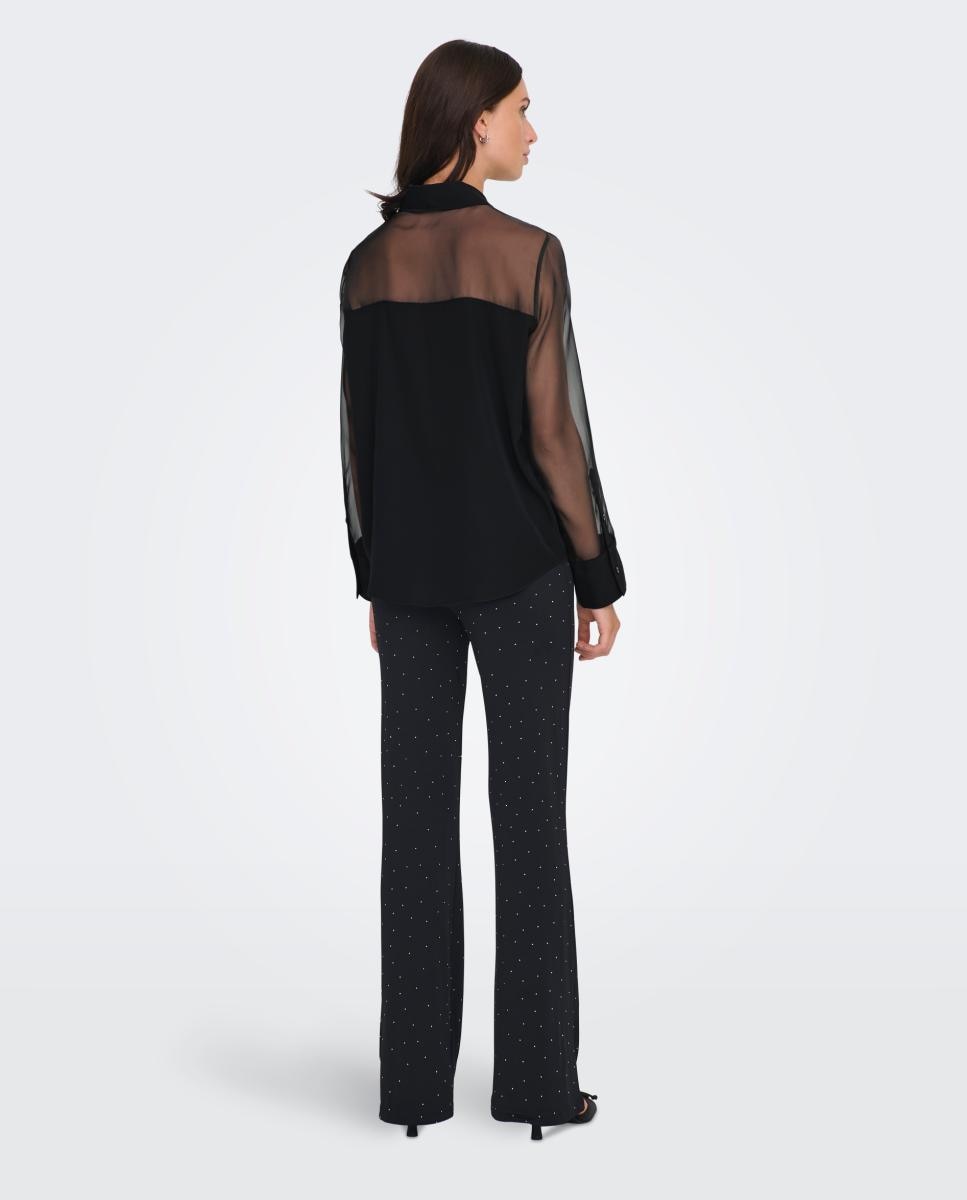 Camisa de mujer con cuello camisero y manga larga - jdy - Negro Negro-2