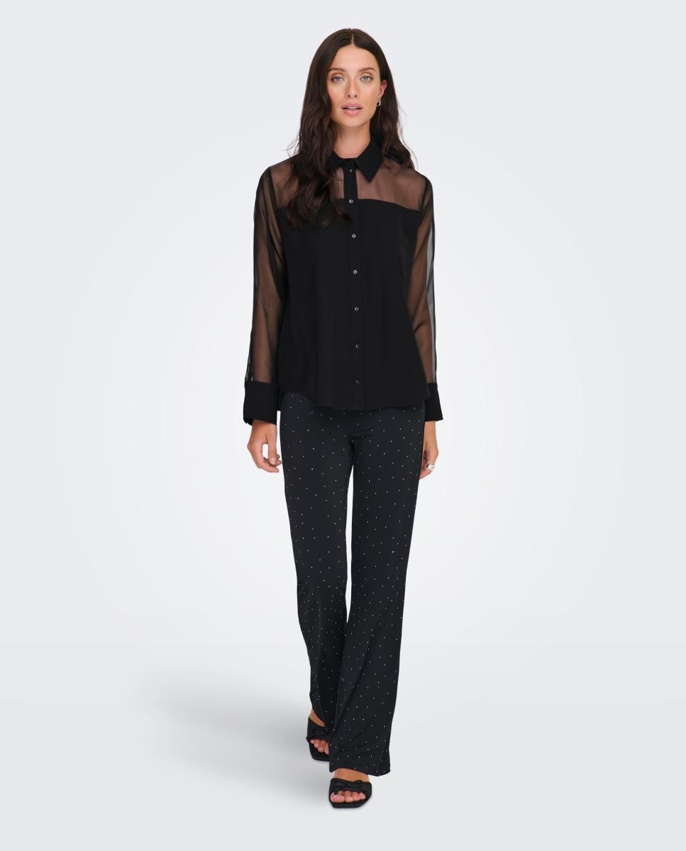 Camisa de mujer con cuello camisero y manga larga - jdy - Negro Negro-7