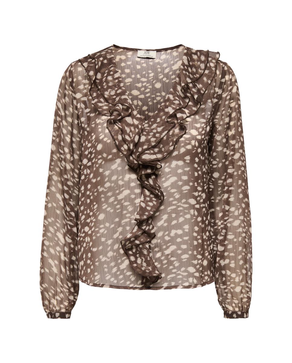 Imagen 0 de Blusa con escote pico y manga larga Rojo Granate
