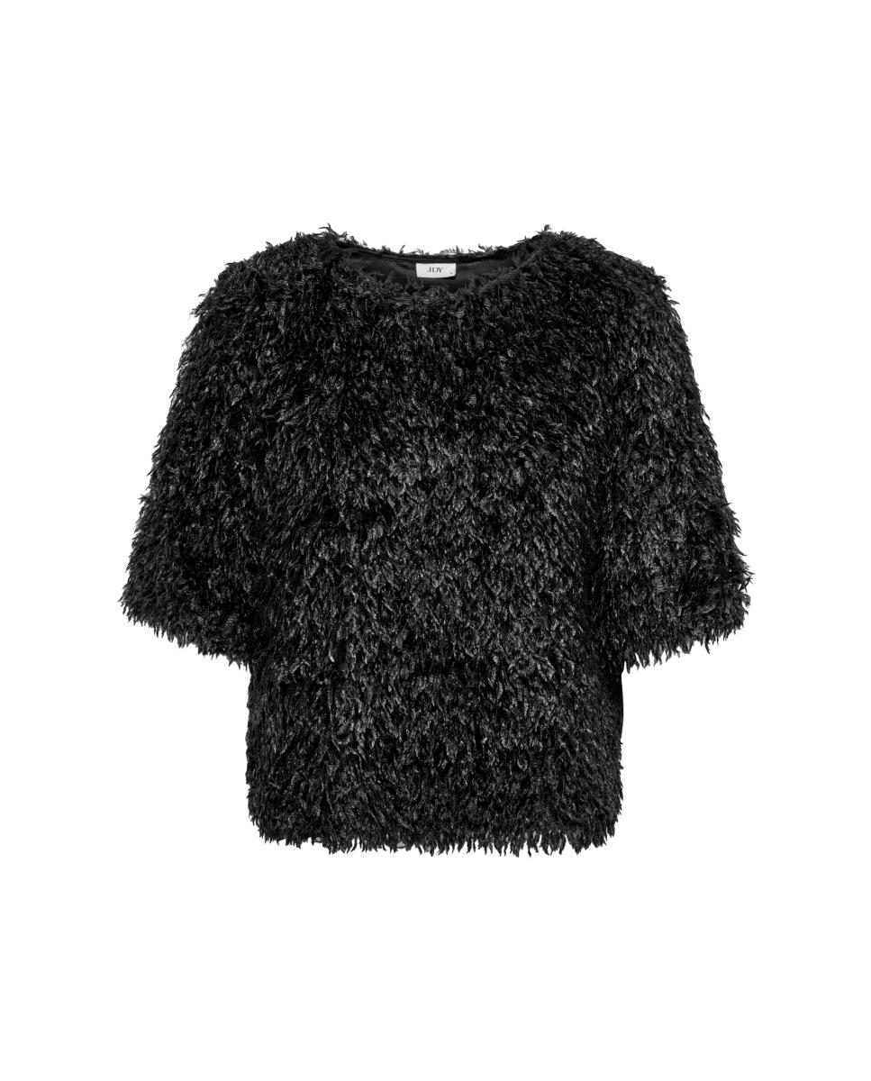 Top de mujer con cuello redondo y manga francesa - jdy - Negro Negro-5