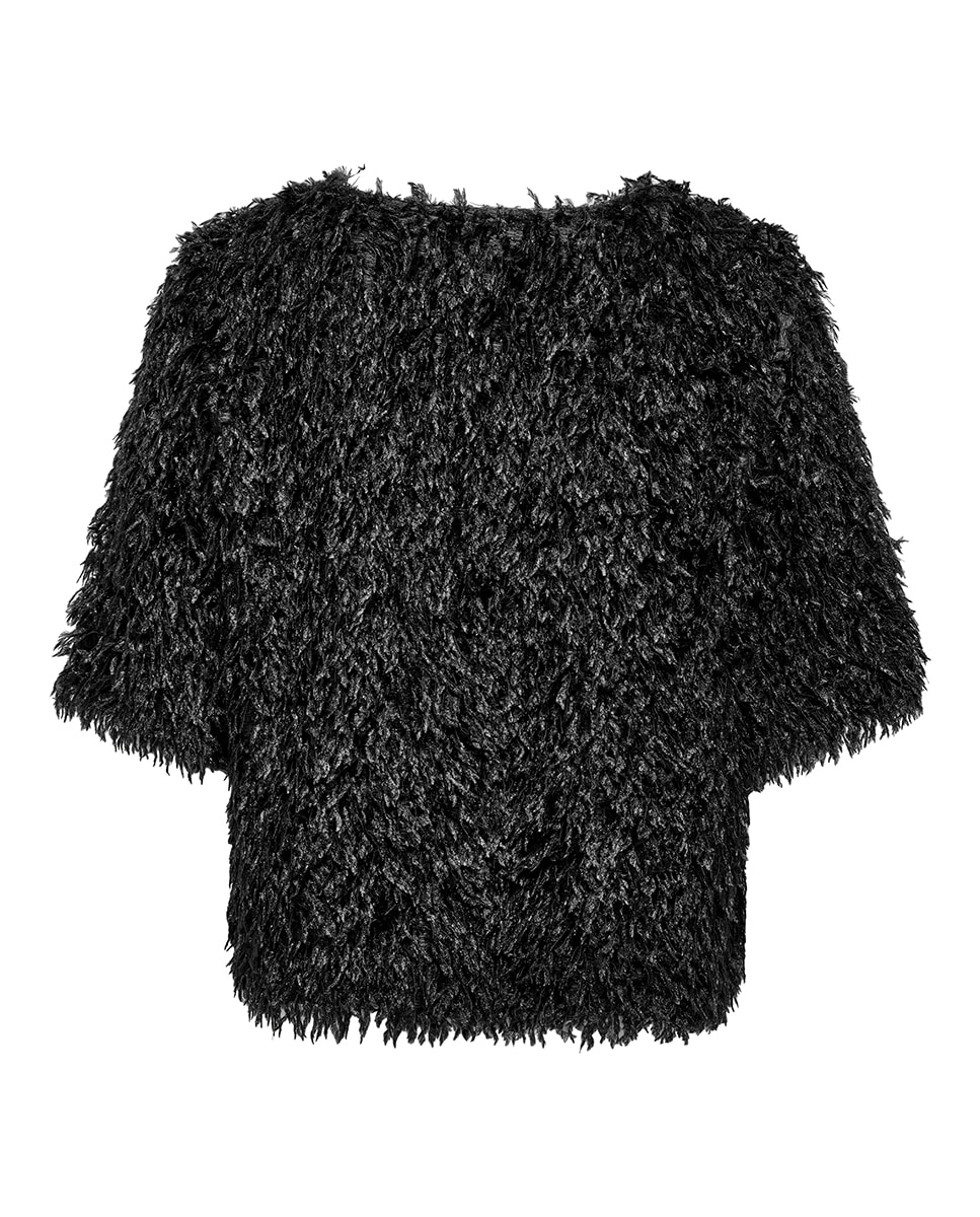 Top de mujer con cuello redondo y manga francesa - jdy - Negro Negro-6