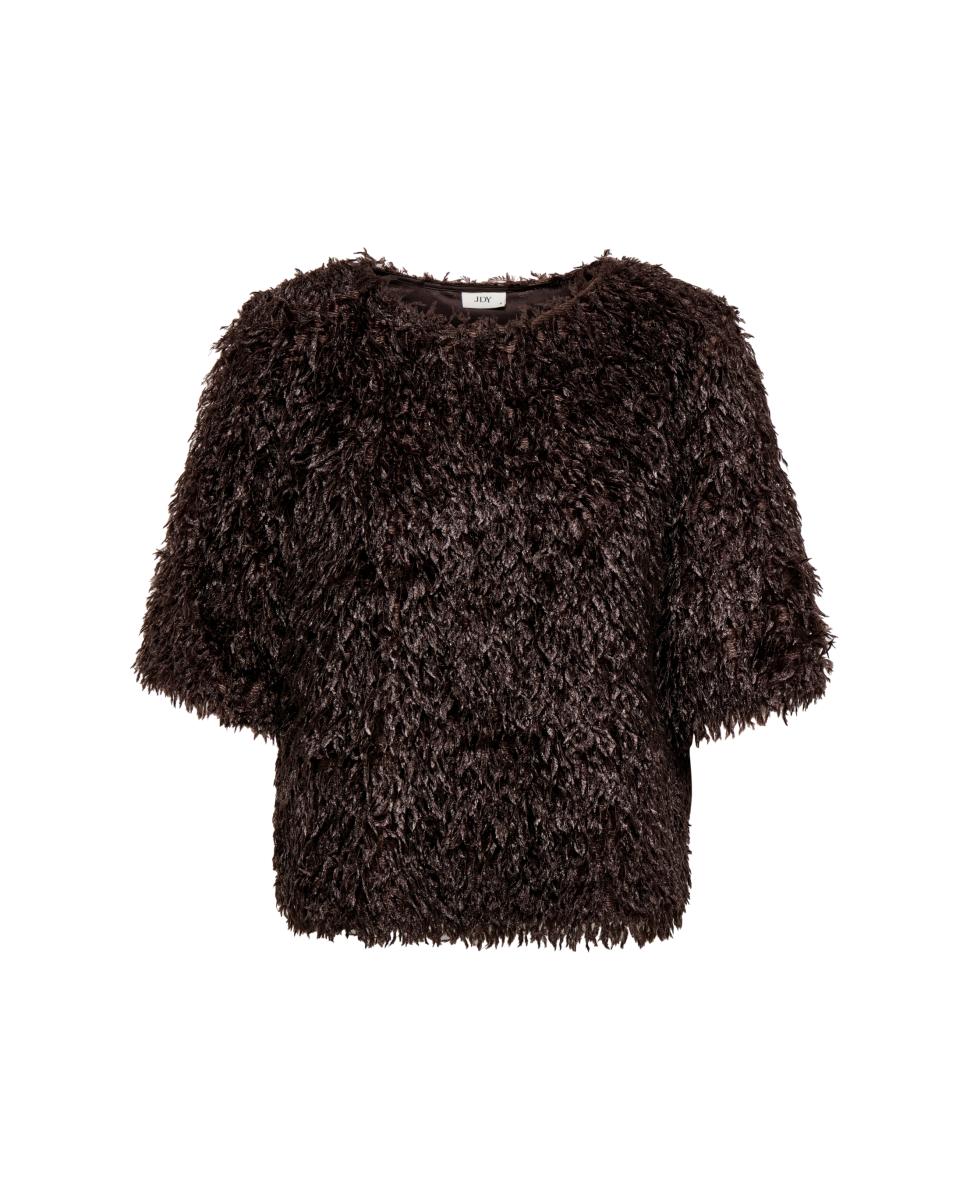 Top de mujer con cuello redondo y manga francesa - jdy - Marrón oscuro Marrón oscuro-5