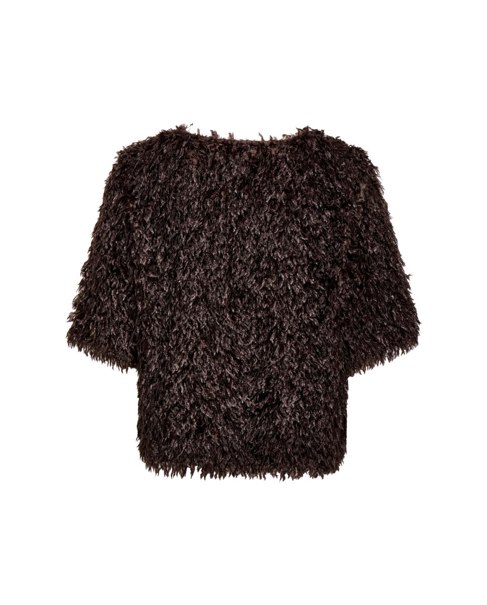 Top de mujer con cuello redondo y manga francesa - jdy - Marrón oscuro Marrón oscuro-6