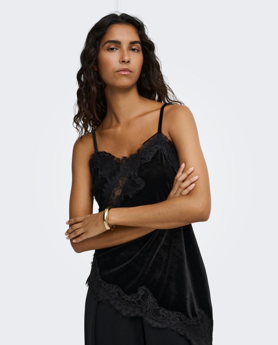 Top de mujer sin mangas con escote pico - jdy - Negro Negro-4
