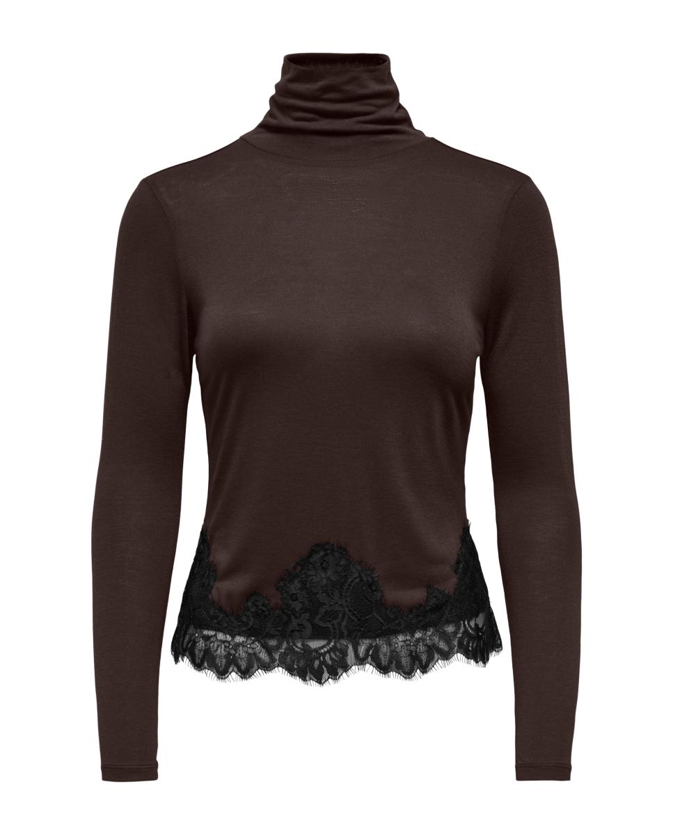 Imagen 1 de Top de mujer con cuello alto y manga larga - jdy - Marrón oscuro Marrón oscuro