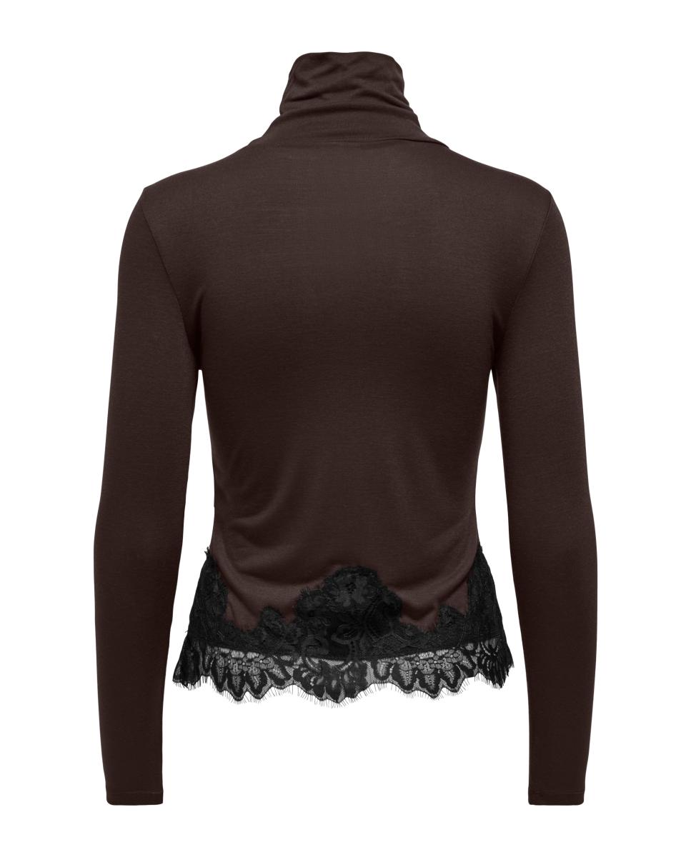 Imagen 2 de Top de mujer con cuello alto y manga larga - jdy - Marrón oscuro Marrón oscuro