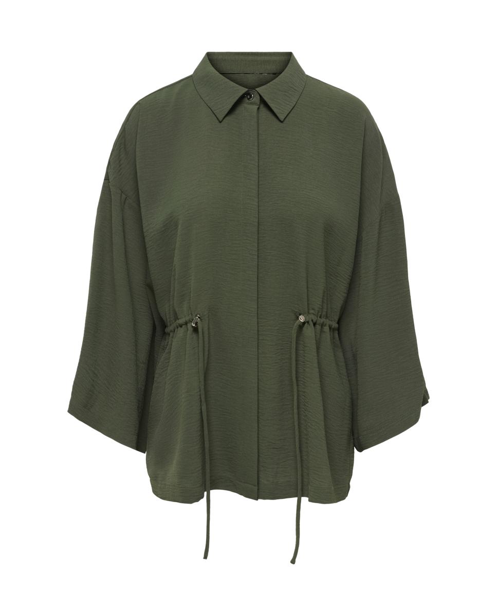 Camisa de mujer de manga francesa con cuello camisero - jdy - Verde pardo Verde pardo-6