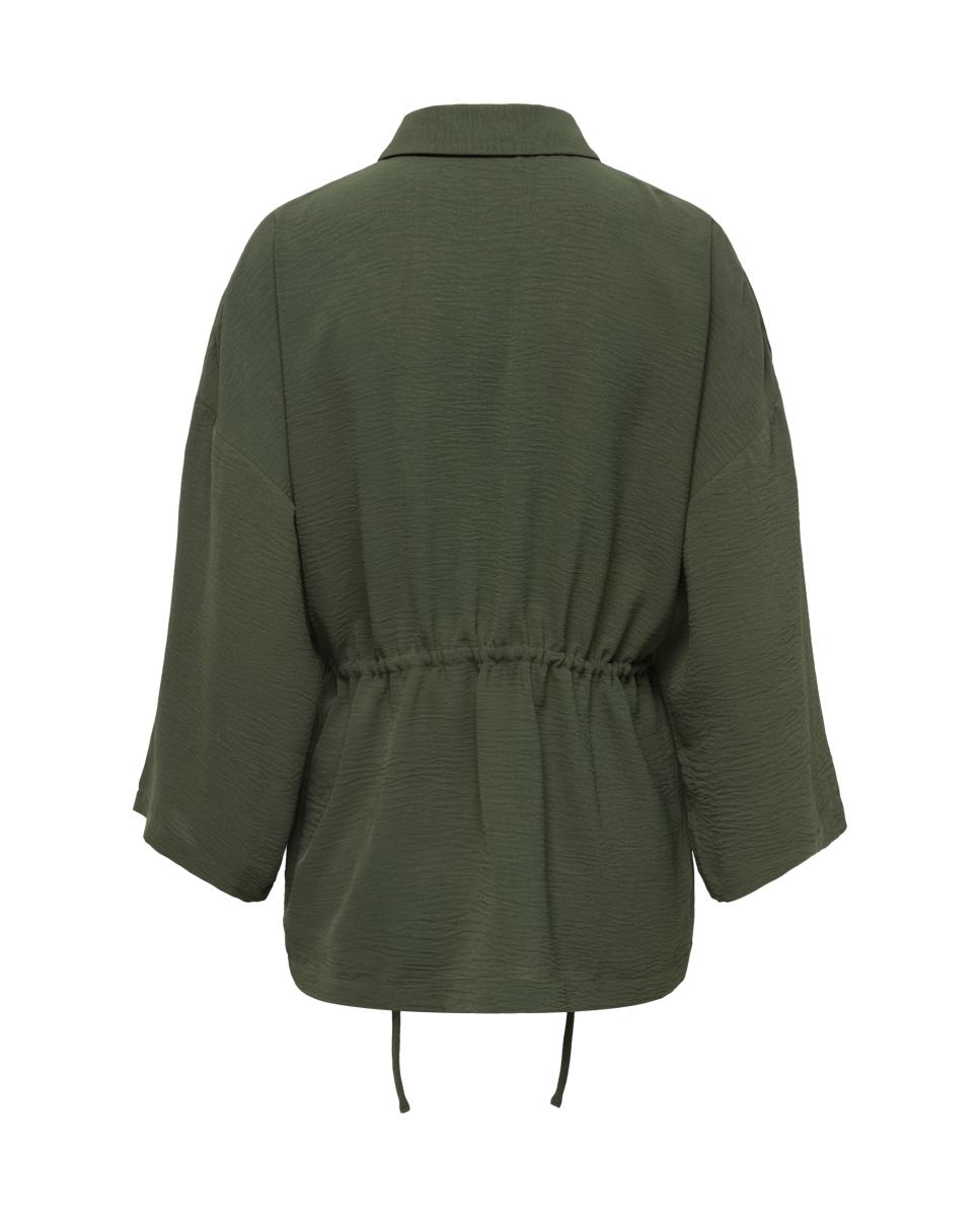 Camisa de mujer de manga francesa con cuello camisero - jdy - Verde pardo Verde pardo-7