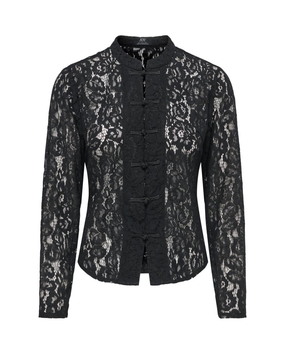 Camisa de mujer con cuello mao y manga larga - jdy - Negro Negro-5