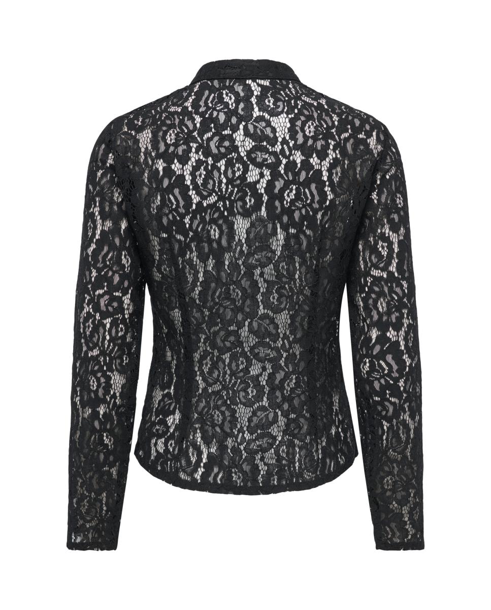 Camisa de mujer con cuello mao y manga larga - jdy - Negro Negro-6