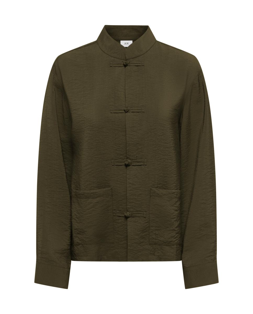 Camisa de mujer con cuello mao y manga larga - jdy - Marrón oscuro Marrón oscuro-1