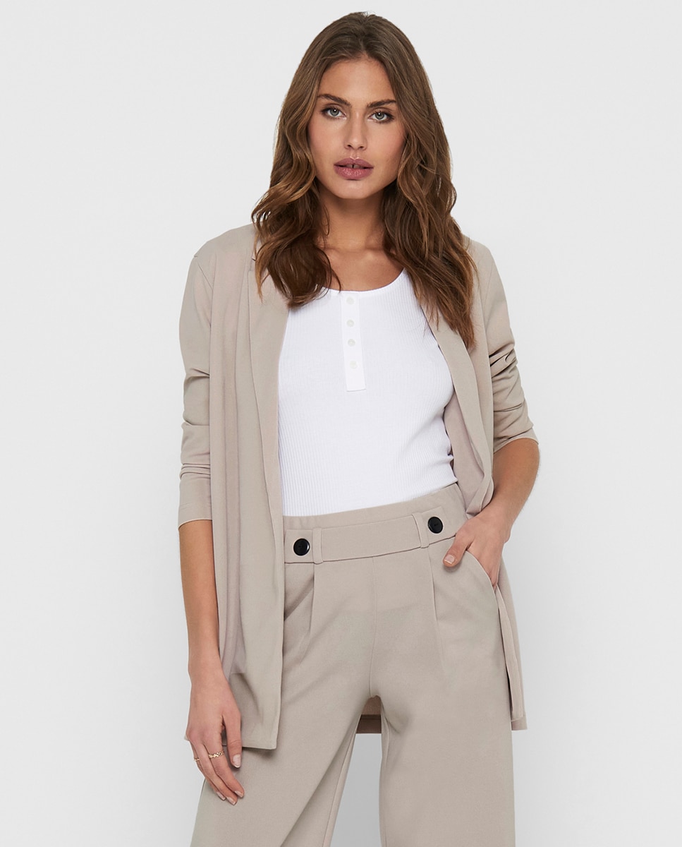 Blazer fluido com gola de lapelas Pedra-1