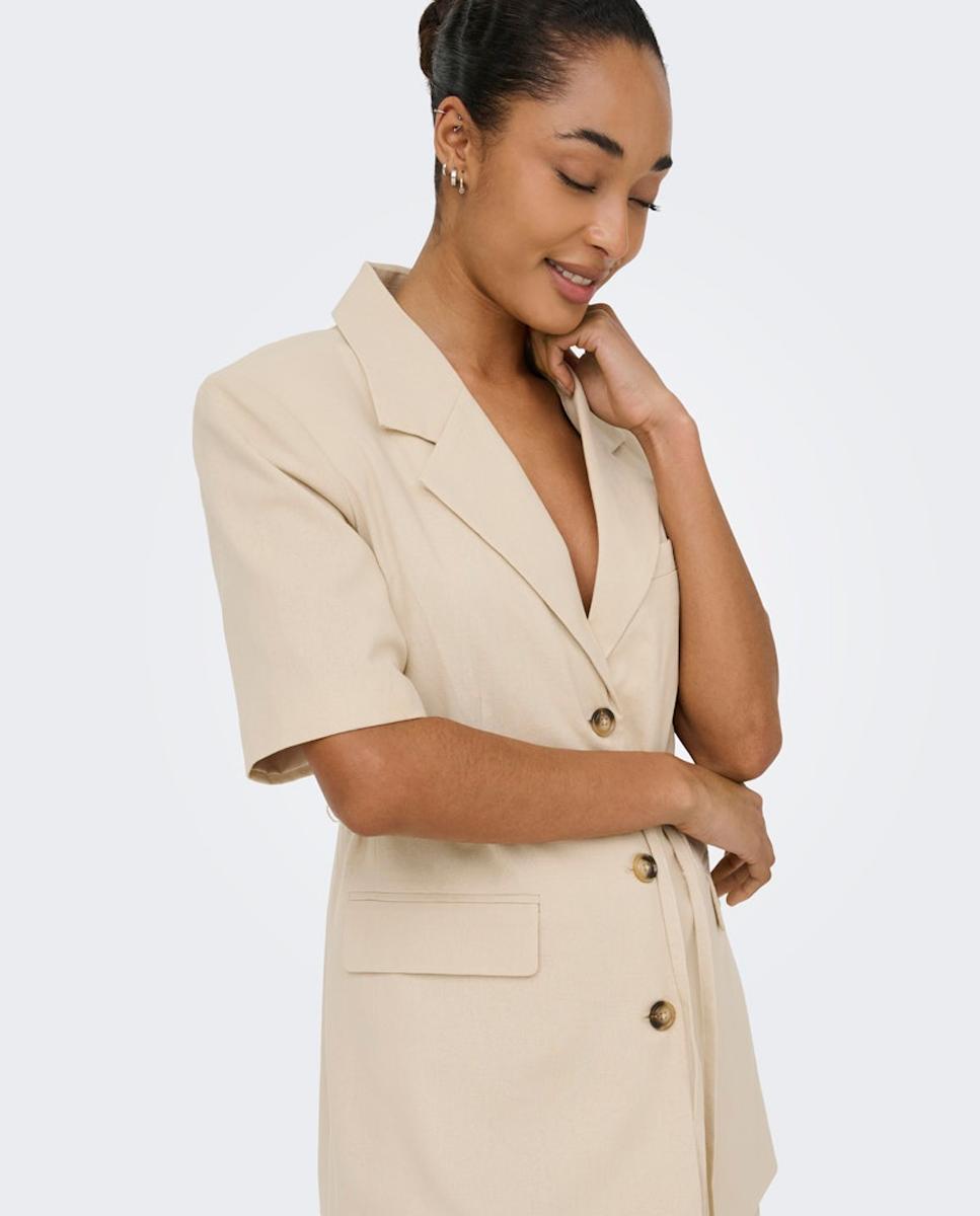 Blazer de Linho com Manga Curta Branco-2