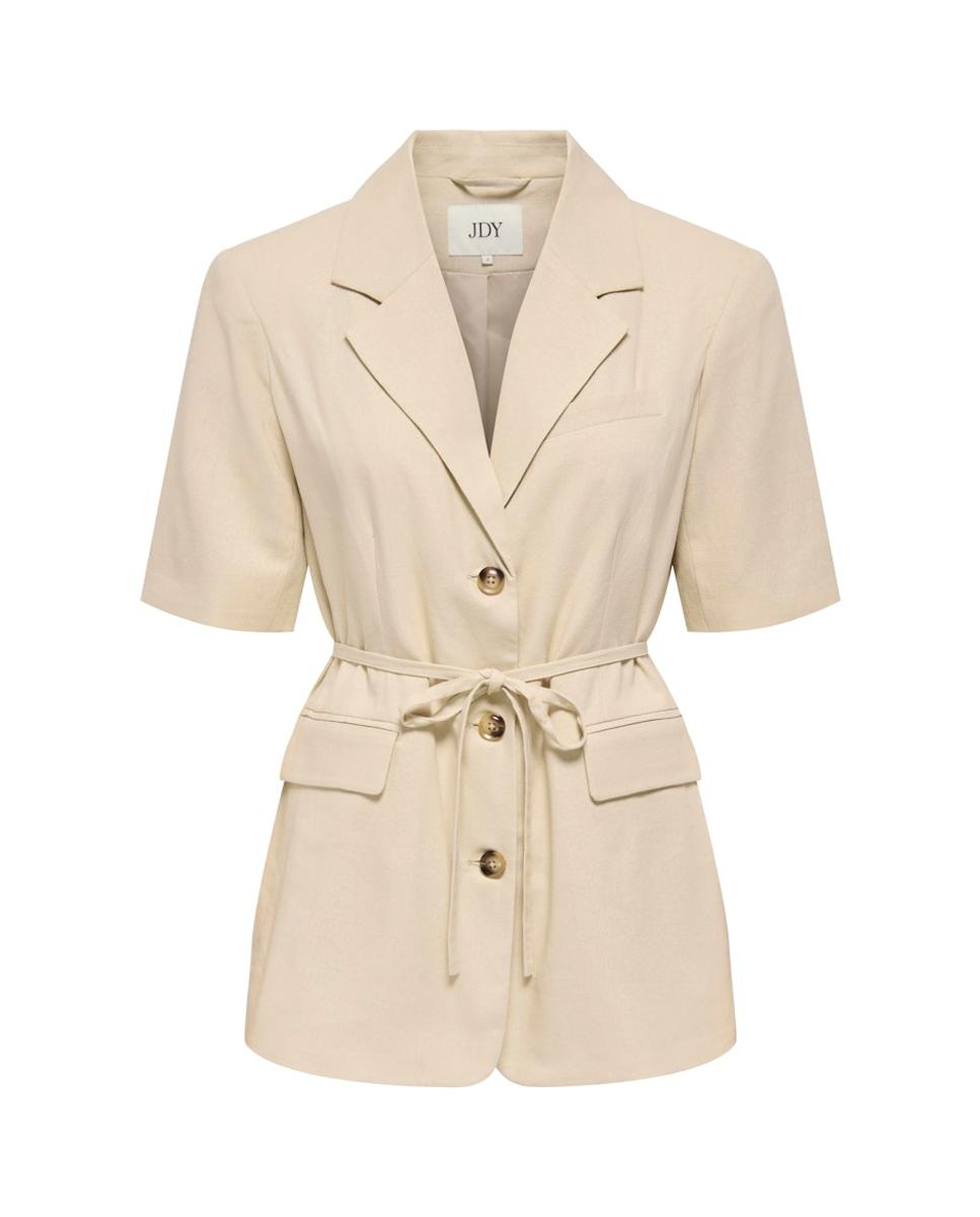 Blazer de Linho com Manga Curta Branco-6