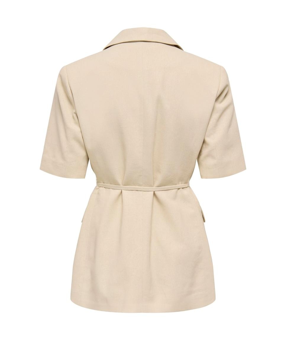 Blazer de Linho com Manga Curta Branco-7
