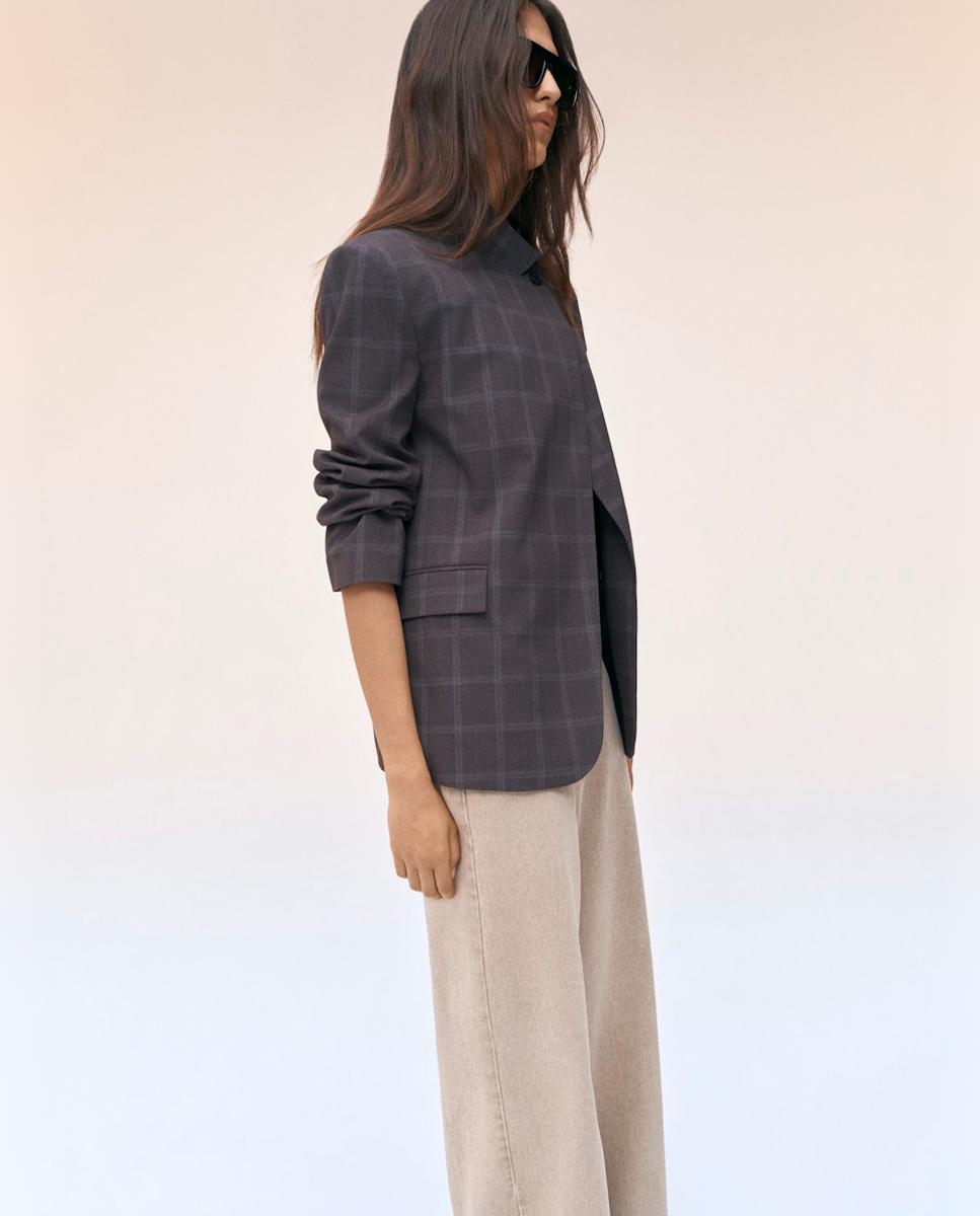 Chaqueta de mujer con cuello alto y cierre de botones - jdy - Gris oscuro Gris oscuro-2