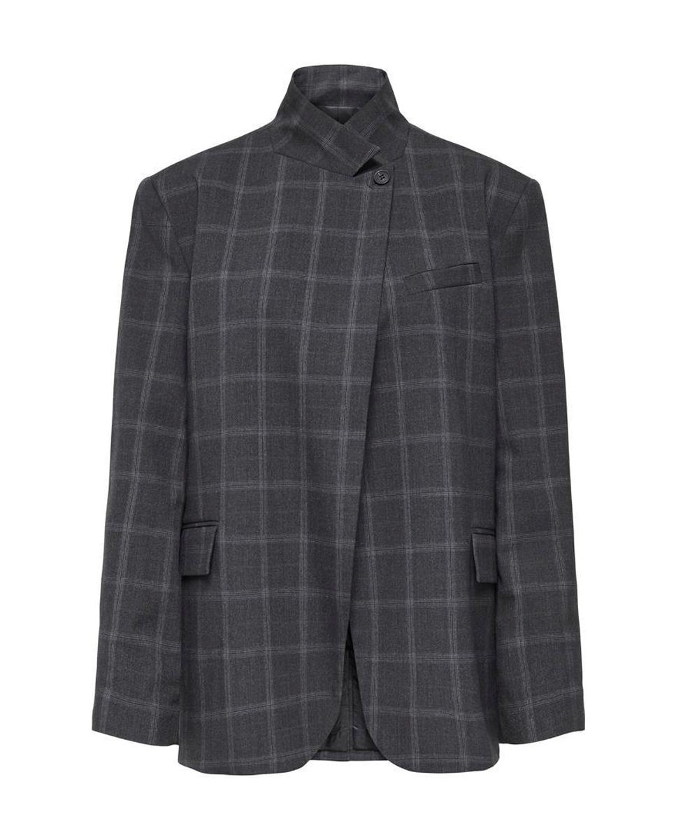 Chaqueta de mujer con cuello alto y cierre de botones - jdy - Gris oscuro Gris oscuro-3
