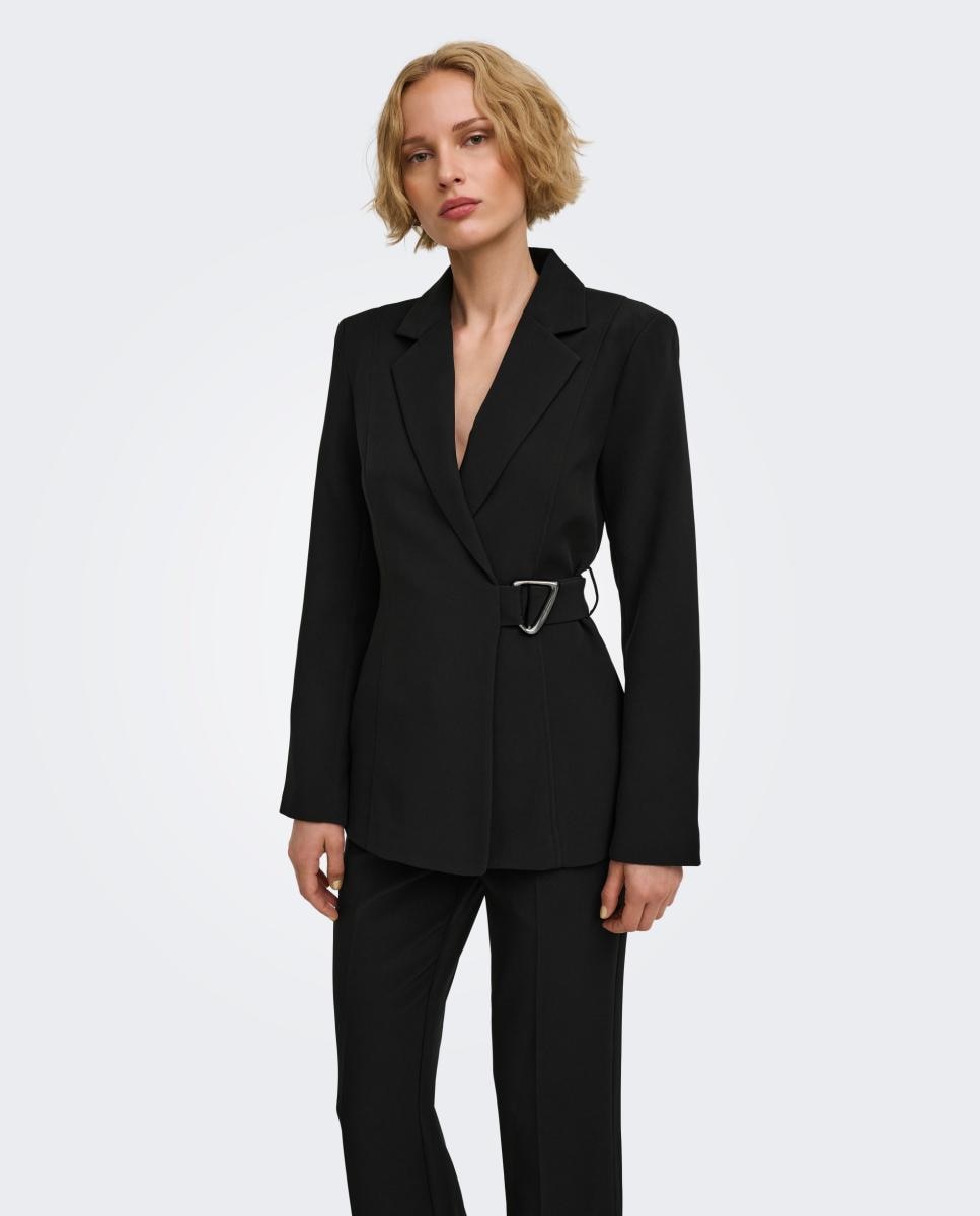 Imagen 4 de Blazer de mujer con solapa y cierre de gancho - jdy - Negro Negro