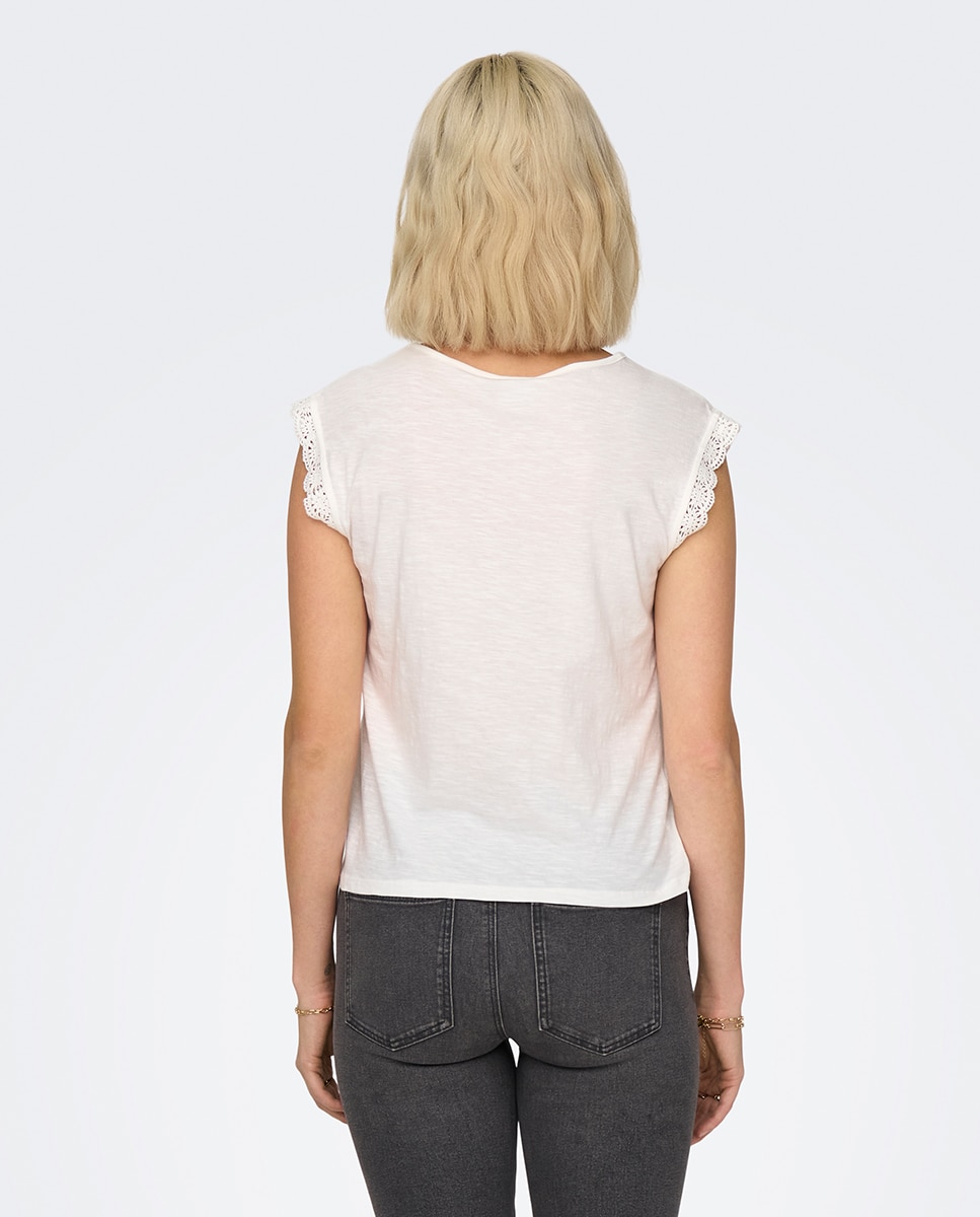 Camiseta de mujer de manga corta - jdy - Crema Blanco-2