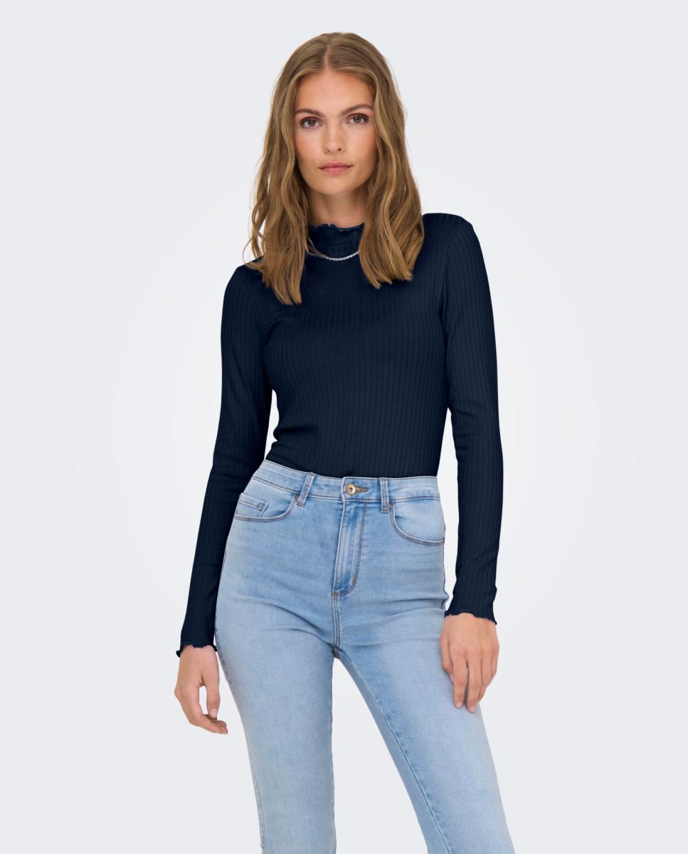 Imagem 0 de Camisola de malha com gola alta e canelado