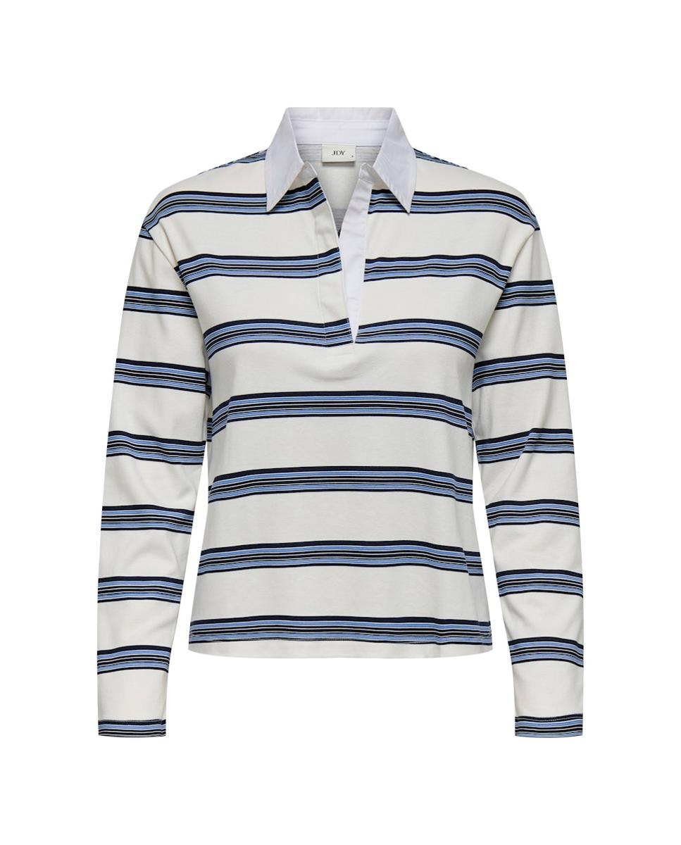 Polo às Riscas Branco-6