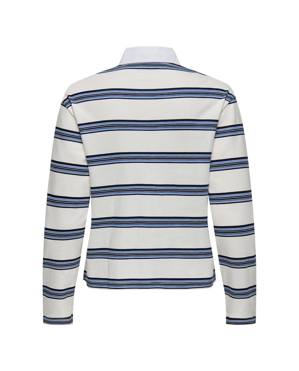 Polo às Riscas Branco-7