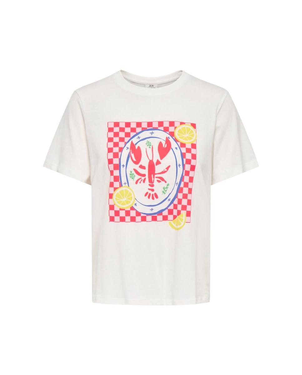 T-shirt de manga curta com desenho à frente Branco-5