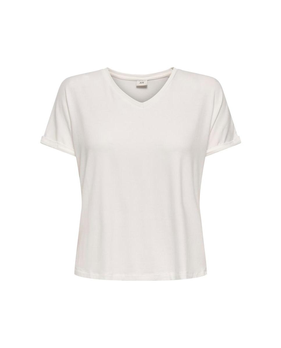 Camiseta de mujer de manga corta con cuello pico - jdy - Blanco Blanco-5