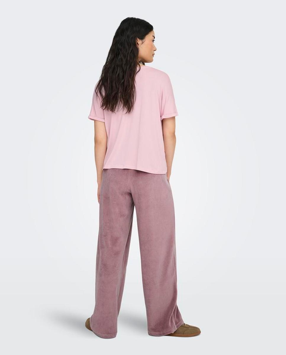Camiseta de mujer de manga corta con cuello pico - jdy - Morado Morado-2