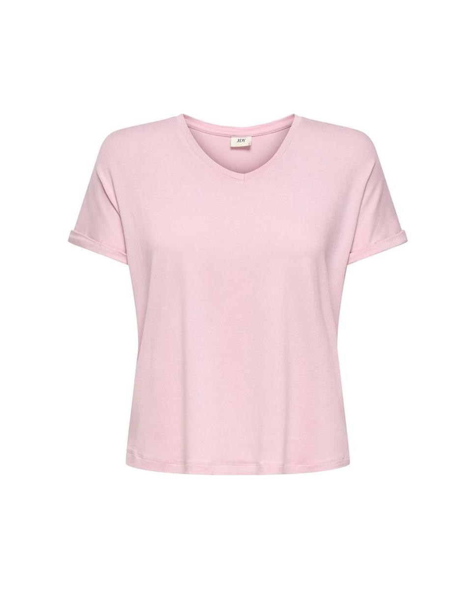 Camiseta de mujer de manga corta con cuello pico - jdy - Morado Morado-5