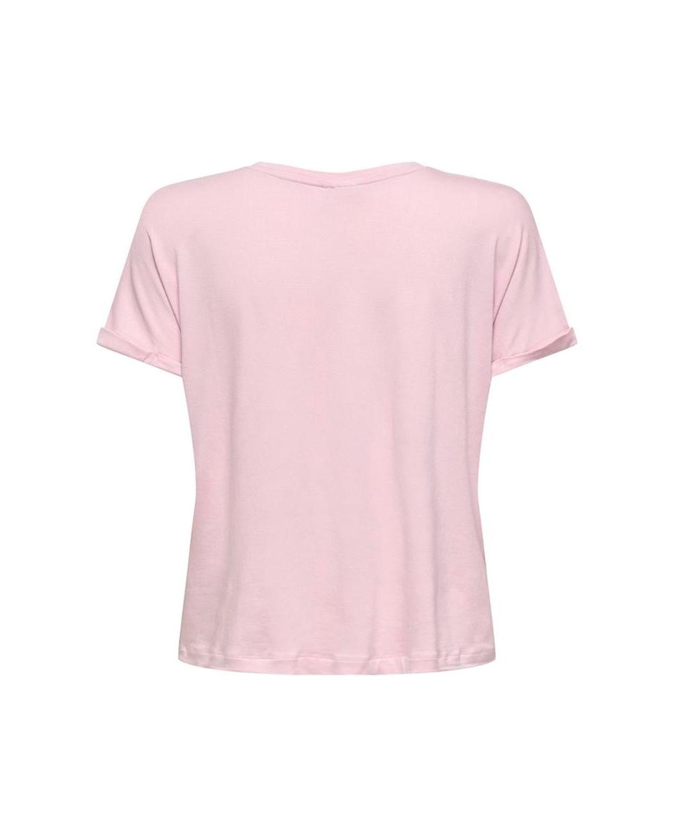 Camiseta de mujer de manga corta con cuello pico - jdy - Morado Morado-6