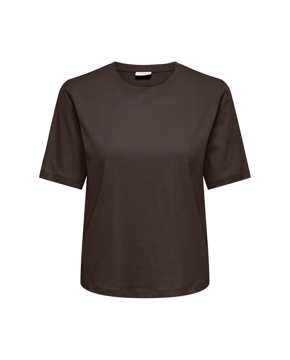 Camiseta de mujer de manga corta y cuello redondo - jdy - Marrón oscuro Marrón oscuro-1