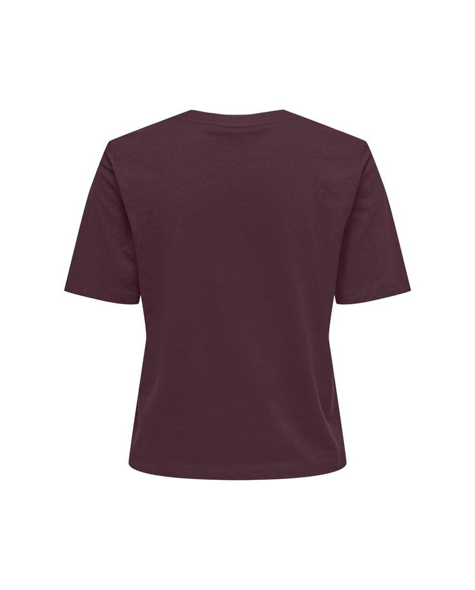 Camiseta de mujer de manga corta y cuello redondo - jdy - Rojo Granate Rojo Granate-2