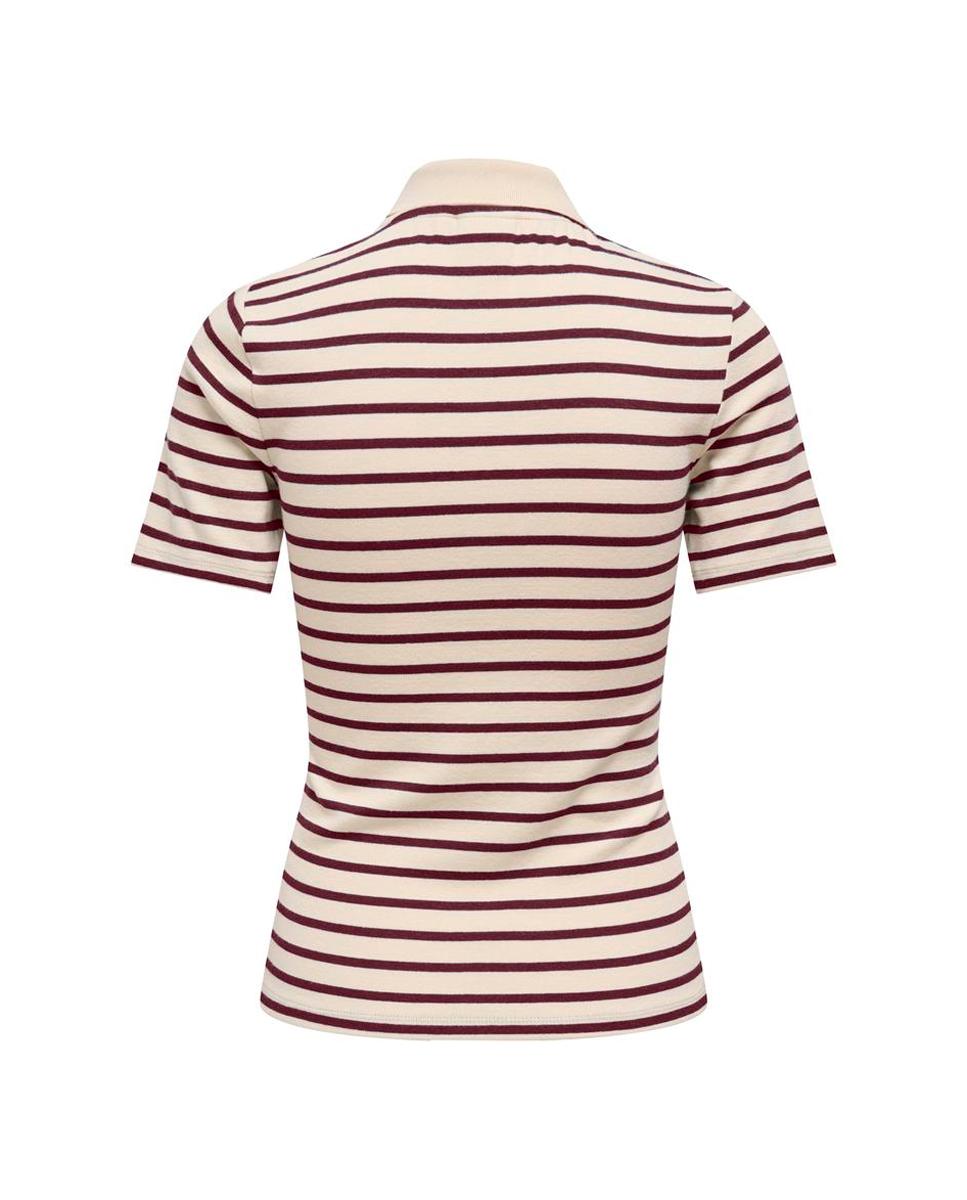Polo de Manga 3/4 com Colarinho de Camisa Bege-2
