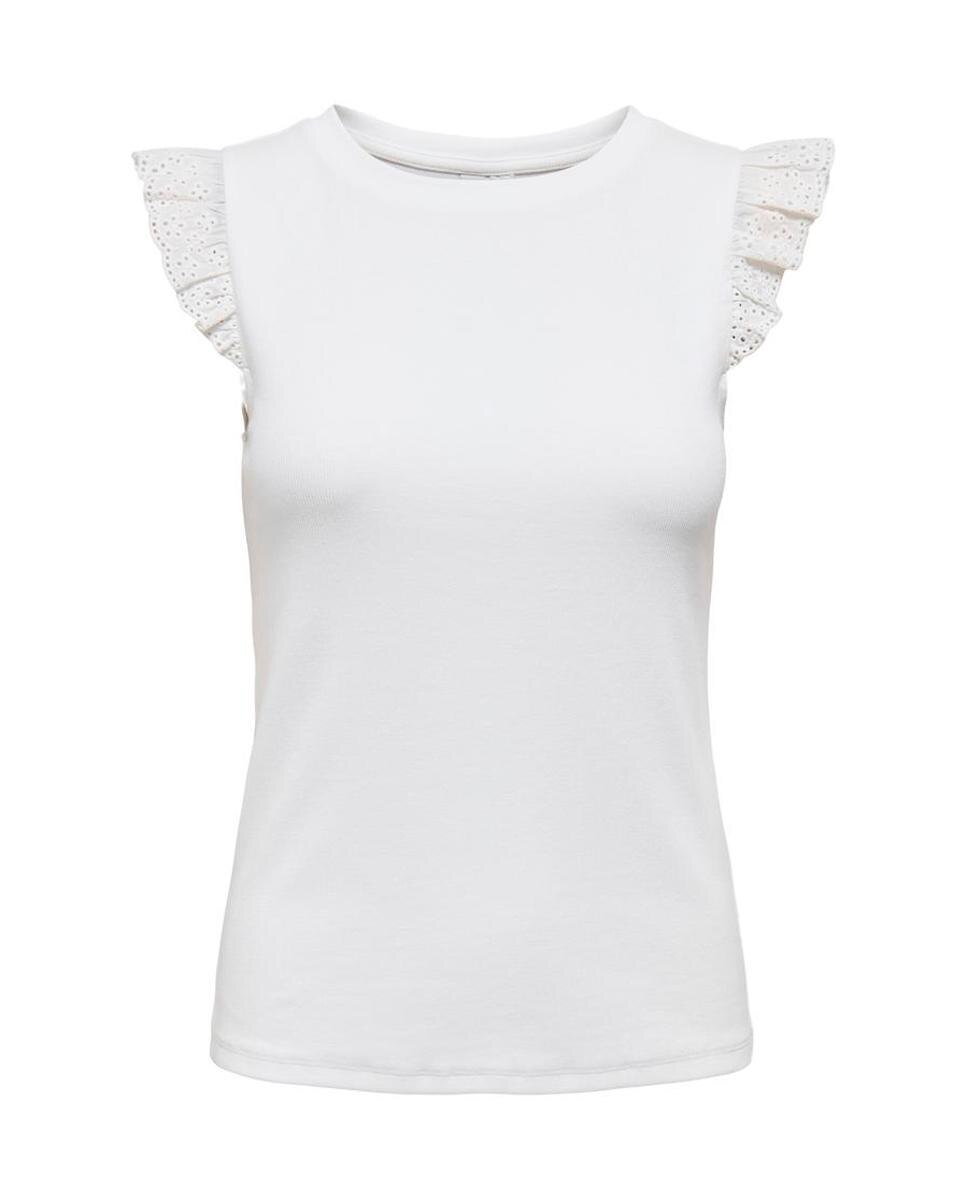 T-shirt de Manga Curta com Folho e Bordado Branco-6