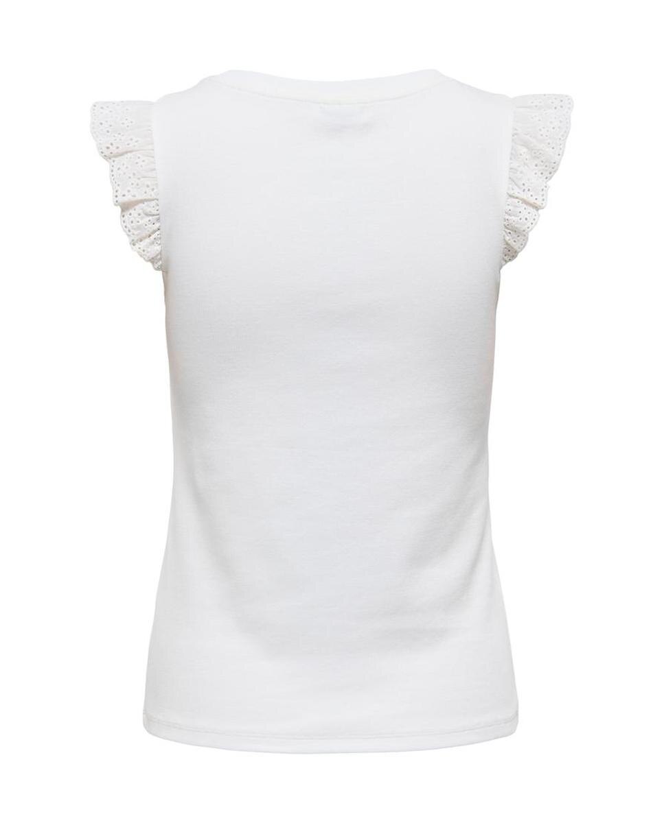 T-shirt de Manga Curta com Folho e Bordado Branco-7