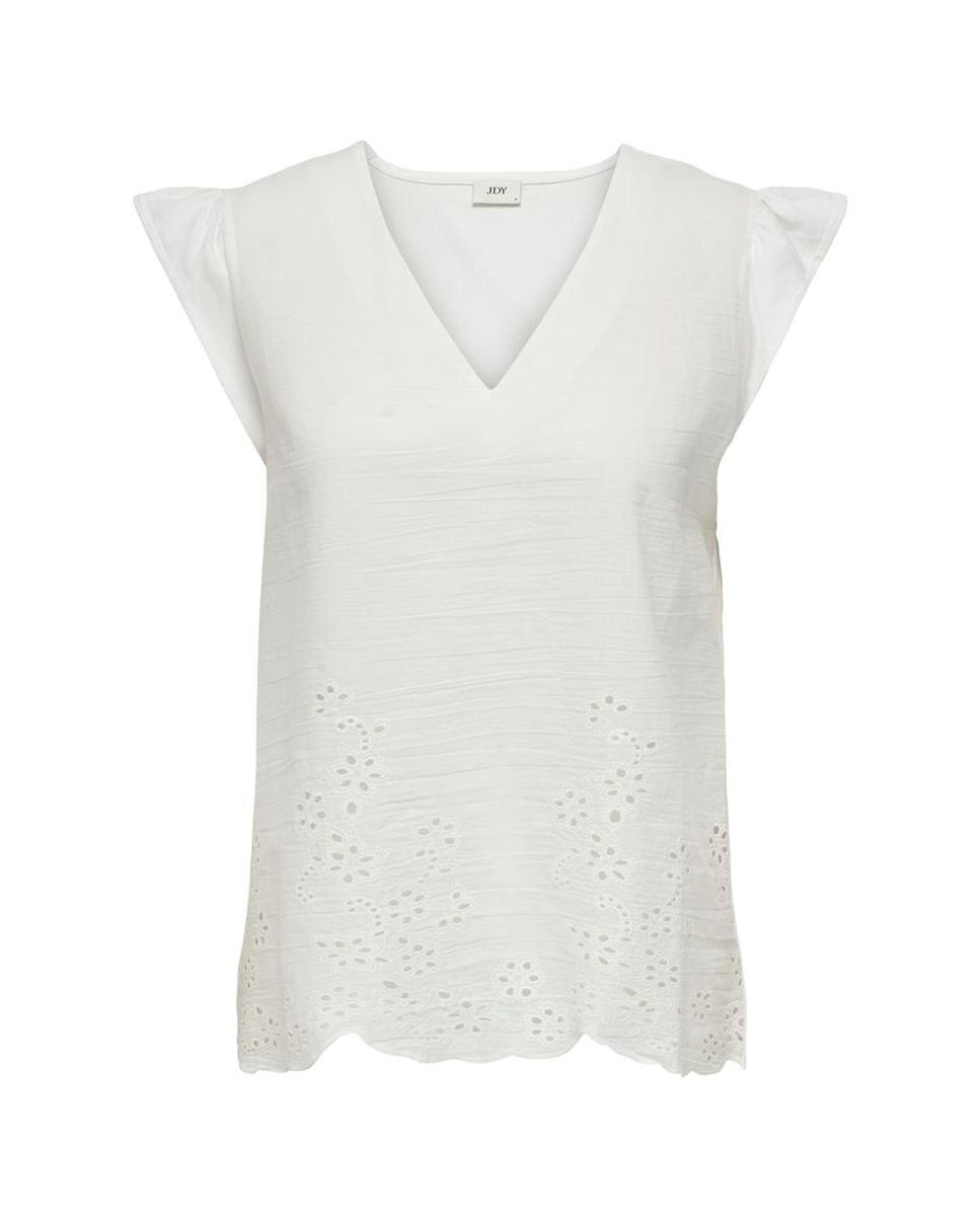 T-shirt de Manga Curta com Detalhes Bordados Branco-7