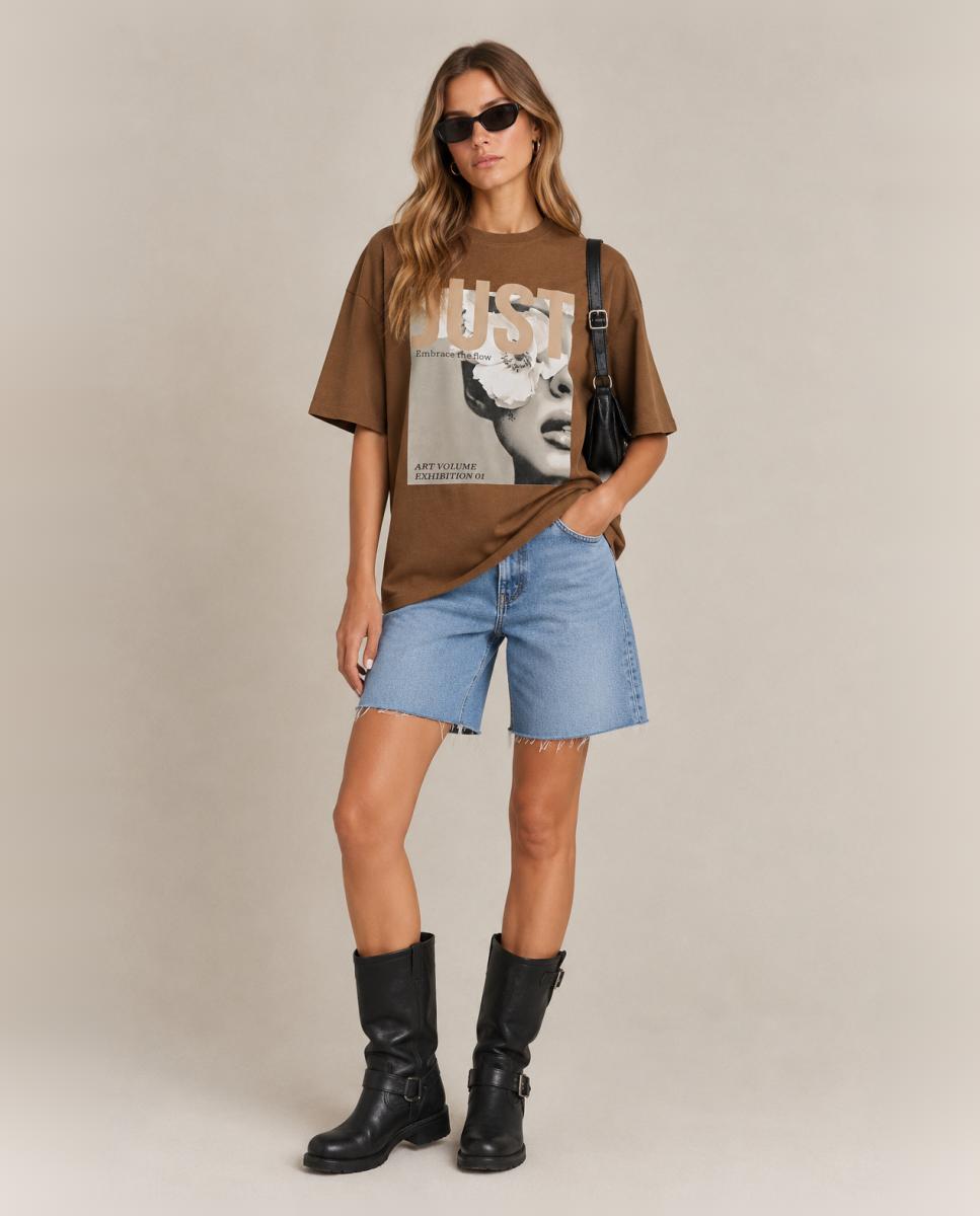 Camiseta 100% algodón de mujer de manga corta - jdy - Topo Topo-1