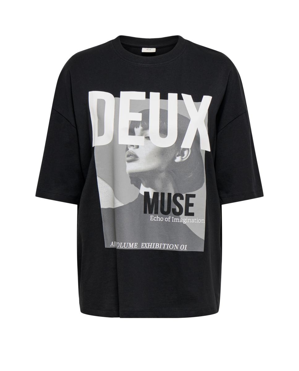 Camiseta 100% algodón de mujer de manga corta - jdy - Negro Negro-3