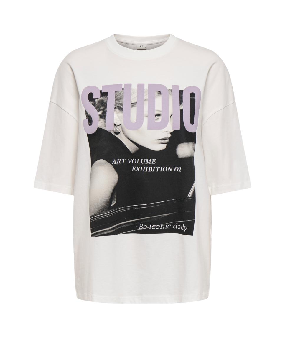 Camiseta 100% algodón de mujer de manga corta - jdy - Blanco Blanco-3