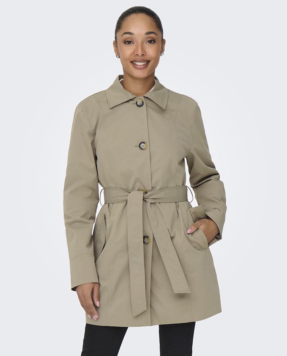 Gabardine com Cinto Bege-1