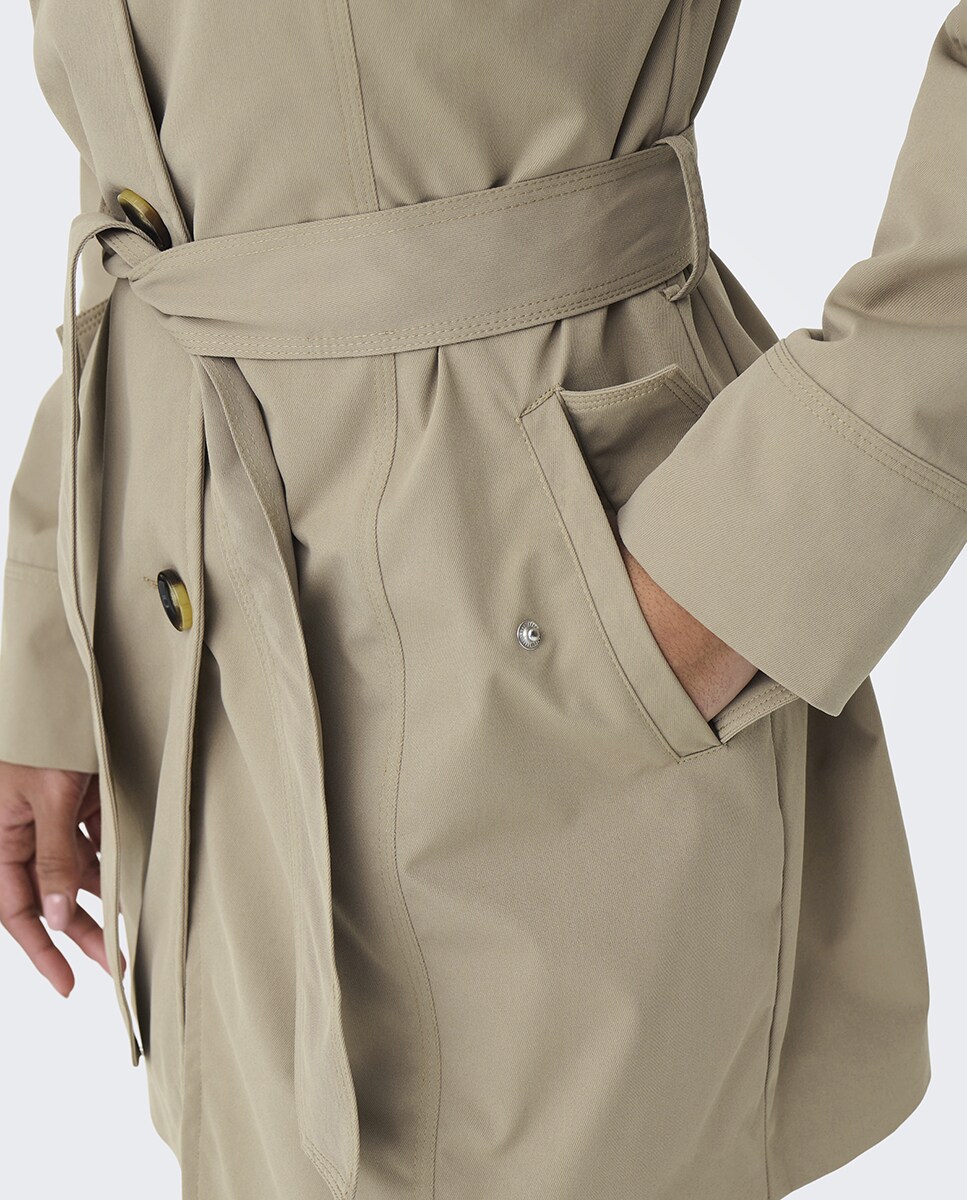 Gabardine com Cinto Bege-3