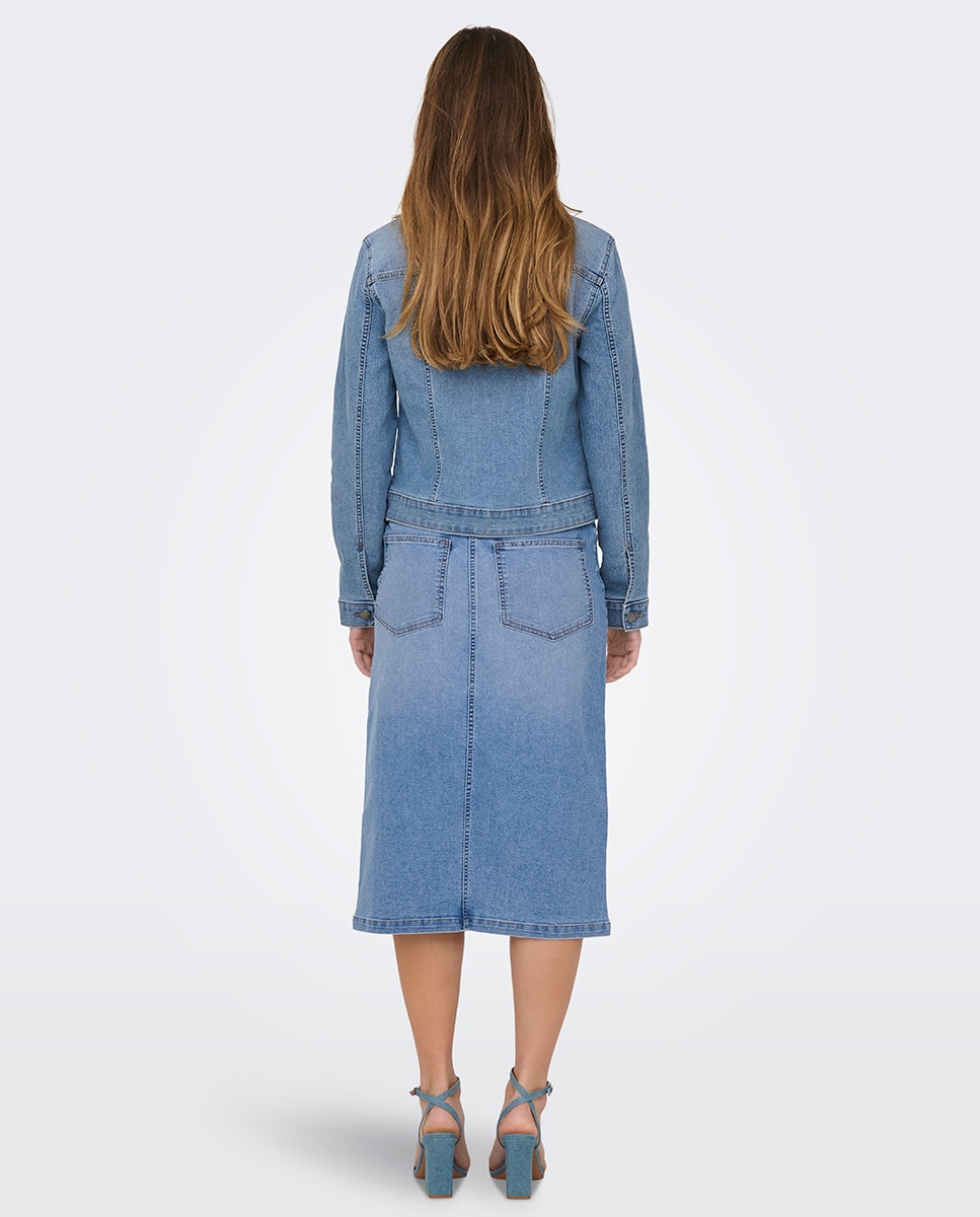 Cazadora vaquera ceñida de mujer - jdy - Negro Azul-4